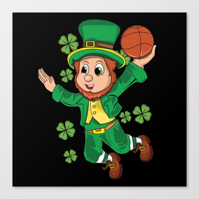 Leprechaun Basketball Shamrock St Patricks Day Canvas Print