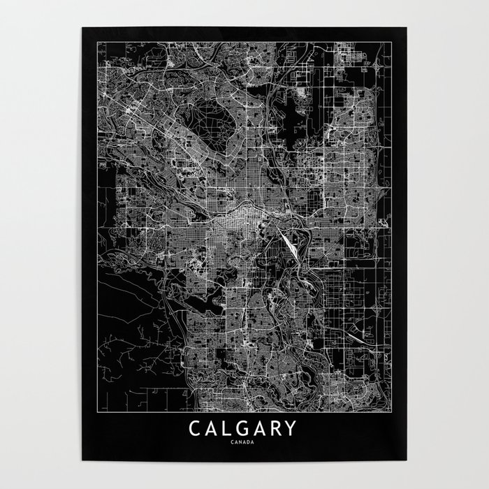Calgary Black Map Poster