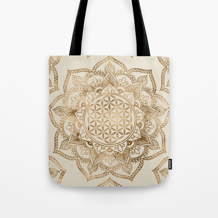 Flower of Life in Lotus - pastel golds and canvas Tote Bag
