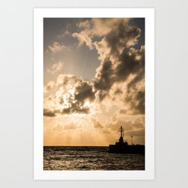 Before the sunset at the harbor Art Print