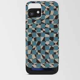 Abstract checked blue and black iPhone Card Case