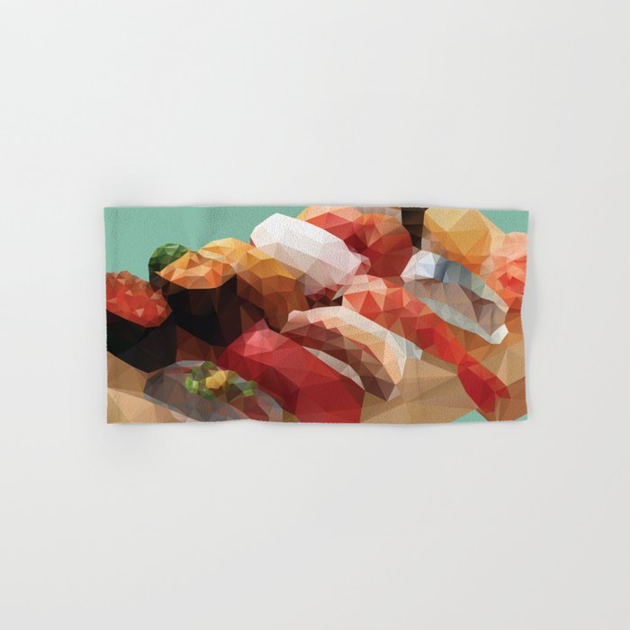 Nigiri Sushi Platter Polygon Art Hand & Bath Towel