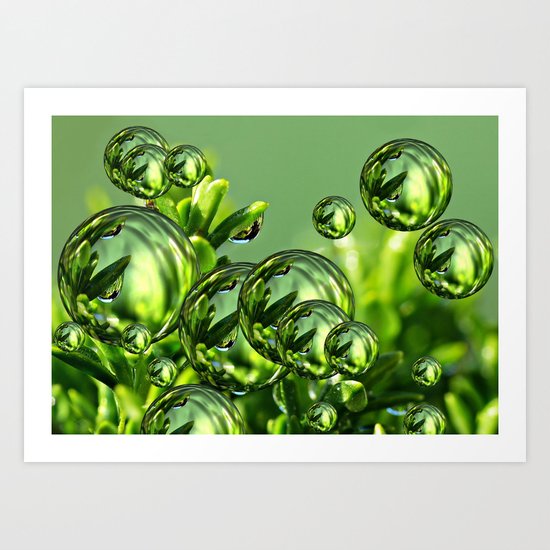 Green Bubbles Art Print