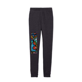 Colorful Graffiti Creature Street Art with Abstract Tribal Pattern Kids Joggers