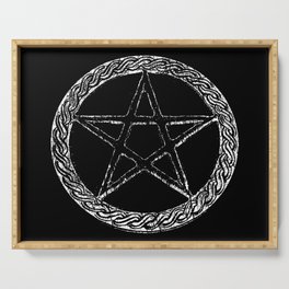 Pentacle White on Black Serving Tray