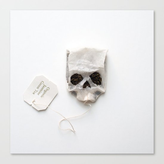 253. Tea Bag Skull Canvas Print