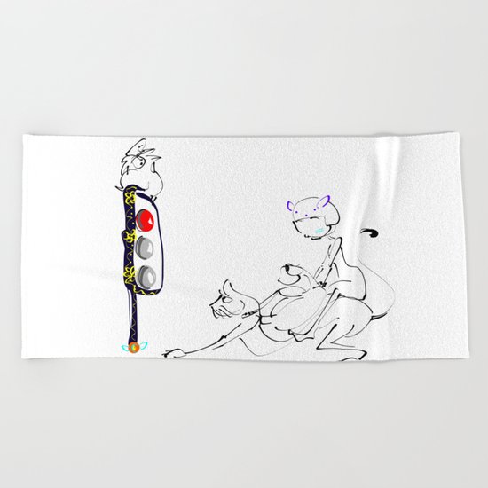 traffic lights Beach Towel
