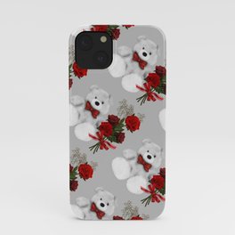 Cute Teddy Bear Beautiful Red Roses Lt iPhone Case