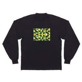 Geometrical checked in yellow green Long Sleeve T-shirt