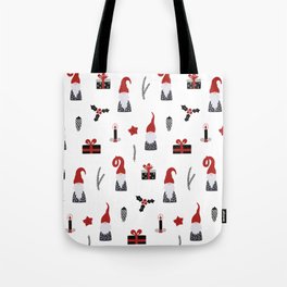 Nordic Gnomes and Christmas Festive on White Tote Bag