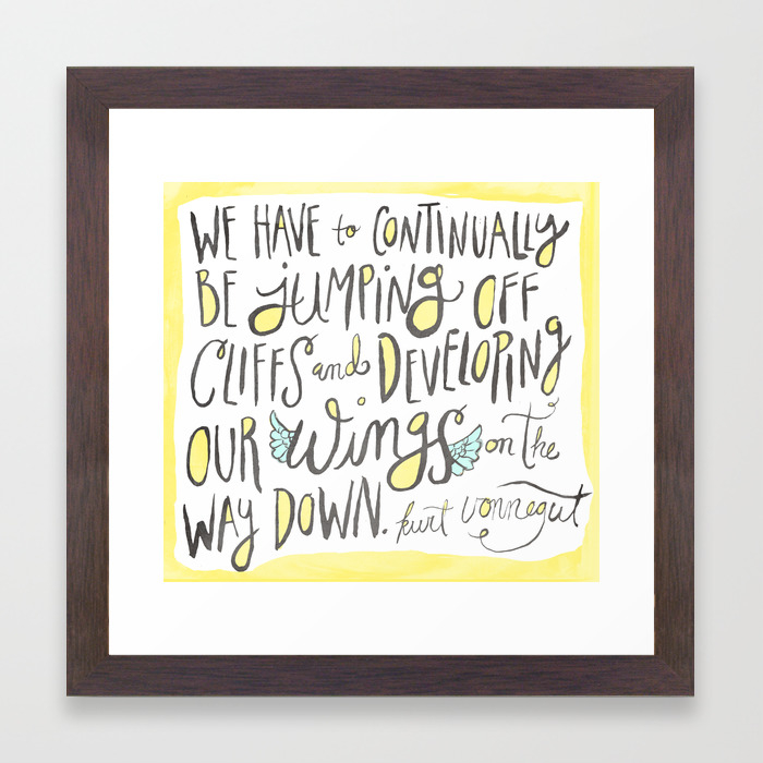 Jumping Off Cliffs Kurt Vonnegut Quote Framed Art Print By
