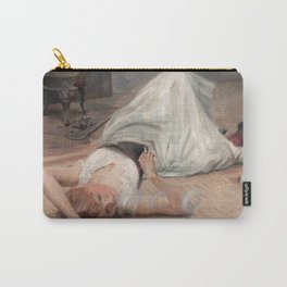 Model having a cigarette with dog female portrait painting by Robert Lundberg Carry-All Pouch