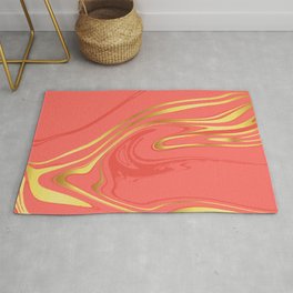 Coral Gold Marble Area & Throw Rug