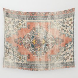 turkish floral - orange & teal Wall Tapestry