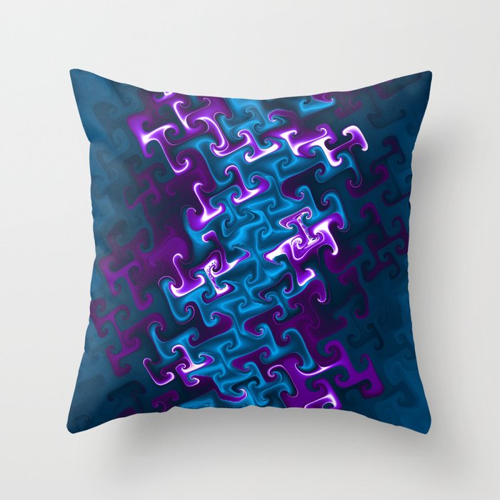 Teal and Purple Gnarl Throw Pillow