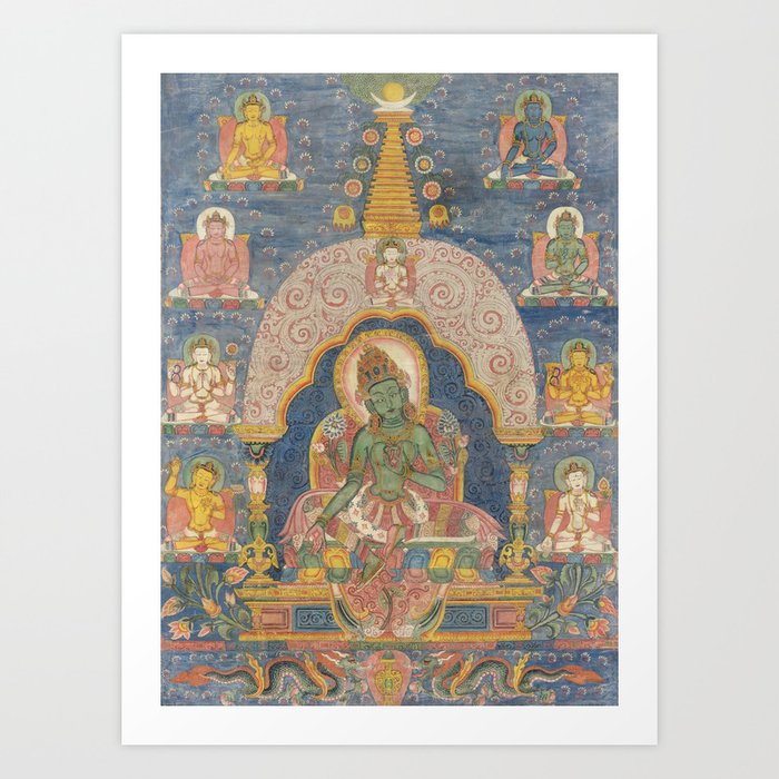 Buddhist Green Tara Thangka Art Print