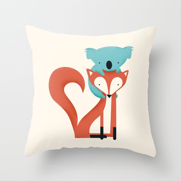Fox & Koala Throw Pillow