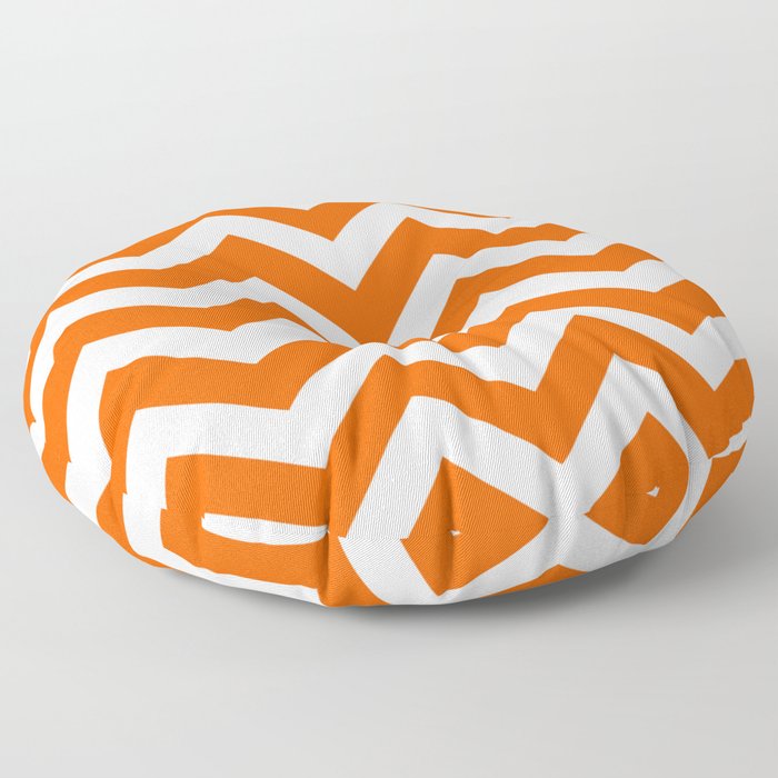 Maximum orange - orange color - Zigzag Chevron Pattern Floor Pillow
