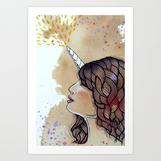 unicorn girl Art Print