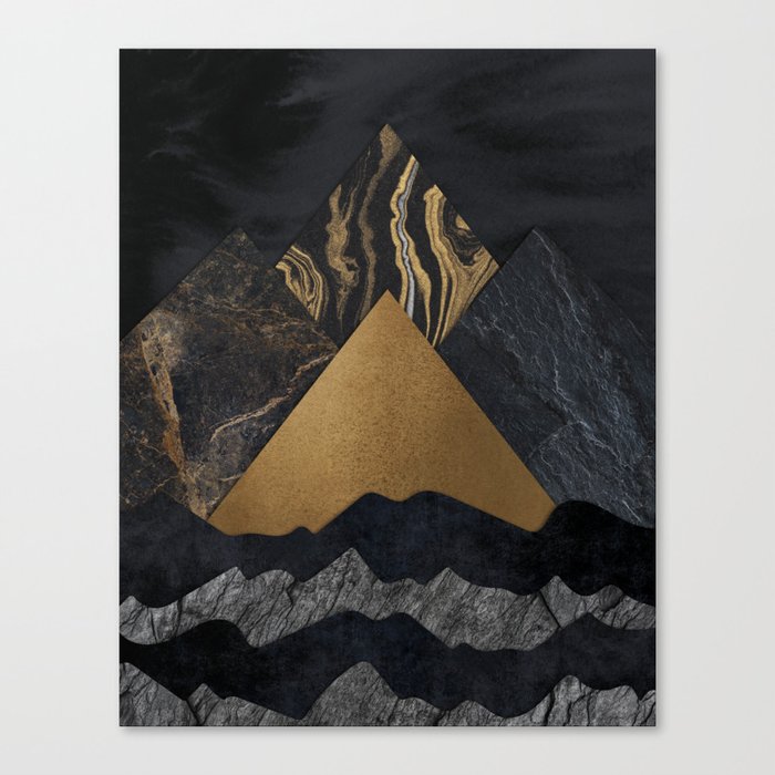 Four Abstract Mountains at Midnight Canvas Print