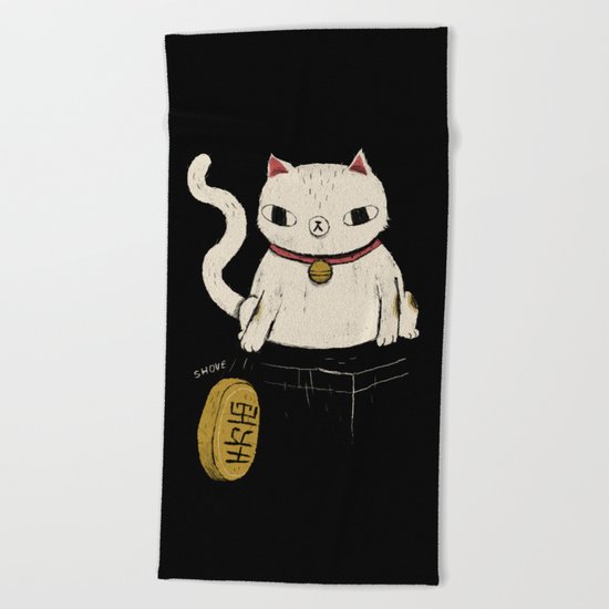 actual lucky cat Beach Towel