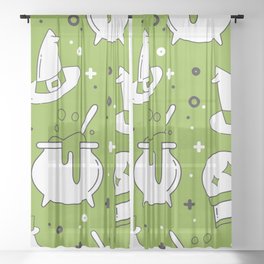 Scary Witch Halloween Background Sheer Curtain