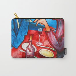 Two friends drinking wine and having dinner Carry-All Pouch