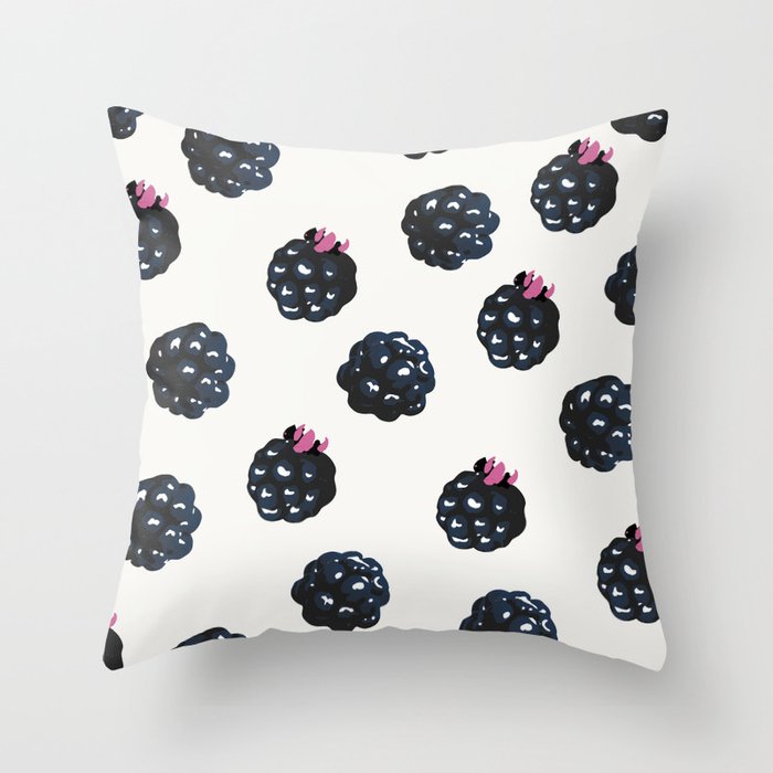Blackberries pattern Throw Pillow