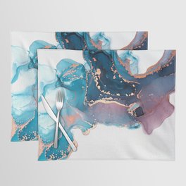 Turquoise + Magenta Fusion Smoke Abstract Swirl Placemat