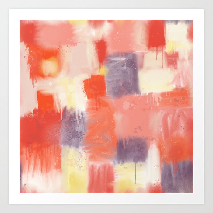 City Sunset Geometric Abstract Painting Art Print By Squirrell