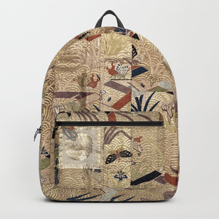 Japanese Multicolor Silk Robe Print Backpack