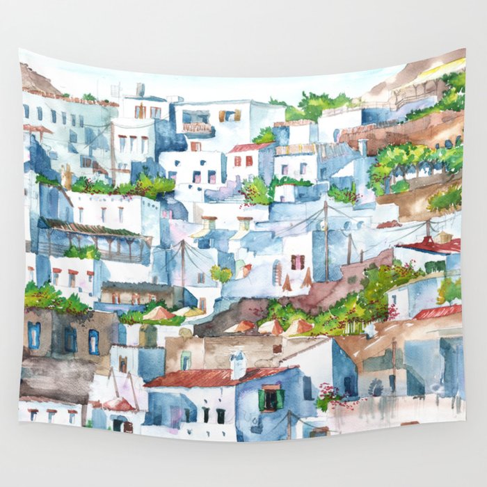 Panorama of Lindos Wall Tapestry