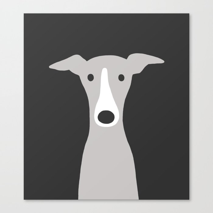 Cute Greyhound, Italian Greyhound or Whippet Cartoon Dog Canvas Print