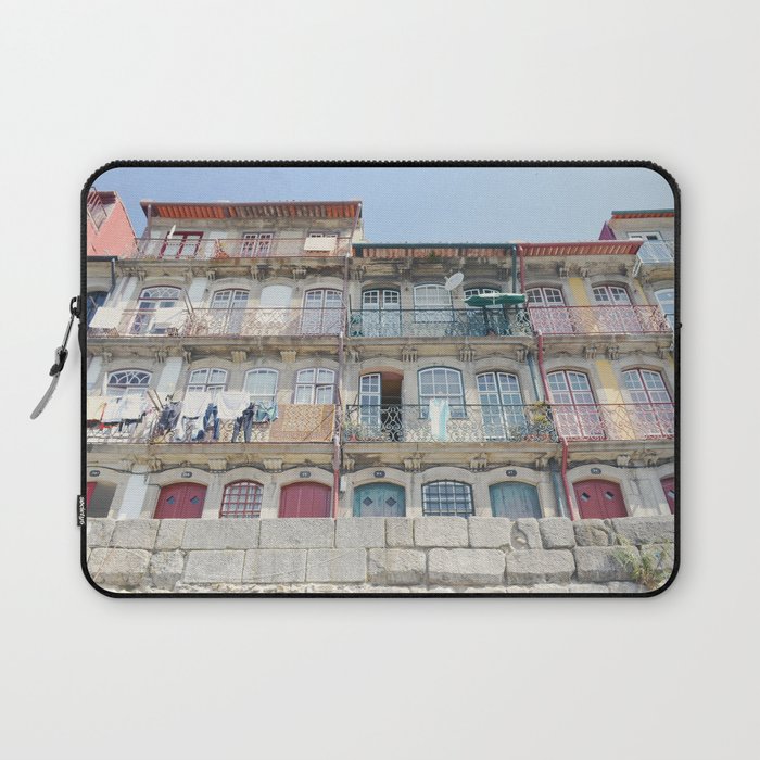 Portuguese Architecture | Old Building in Ribeira Porto | Digital Travel Photography in Portugal Laptop Sleeve