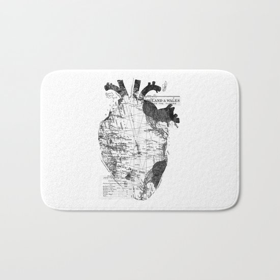 Heart Wanderlust Black and White Bath Mat