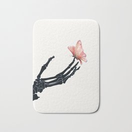 Butterfly on Skeleton Hand Badematte | Man, Insect, Watercolor, Human, Wings, Hand, Skeleton, Finger, People, Ilustration 