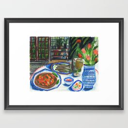 Tomato Pie and Vinho Verde Framed Art Print