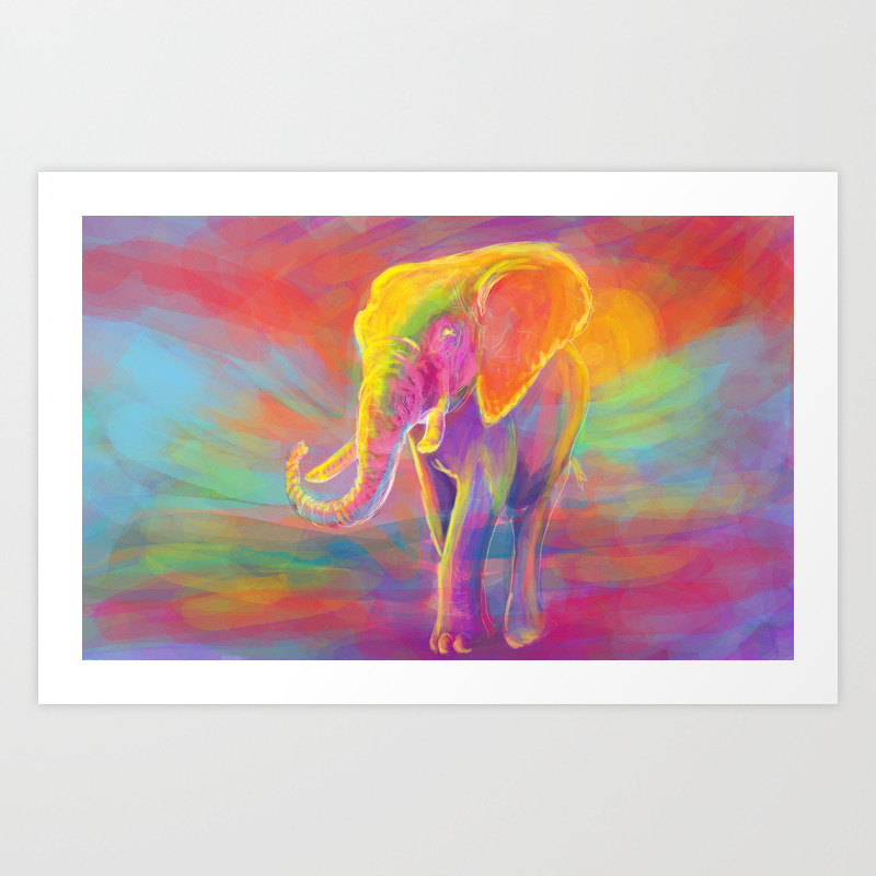 Elephant Painting Colorful Art Print By Julieluke Society6