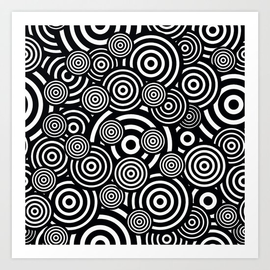 BLACK AND WHITE BULLSEYE ABSTRACT Art Print
