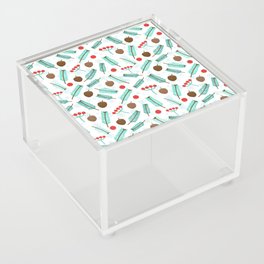 Christmas Pattern Turquoise Red Chestnut Holly Acrylic Box