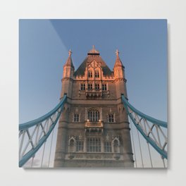 Great Britain Photography - Sunset Shining On The Tower Bridge In London Metal Print