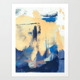 Lemon drop: a minimal, abstract mixed-media piece in yellow and blue Art Print