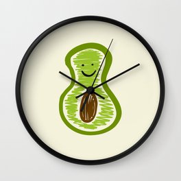 Smiling Avocado Food Wall Clock | Gold, Free, Honey, Hopeful, Daytime, Rocks, Canvasprint, Live, Water, Space 