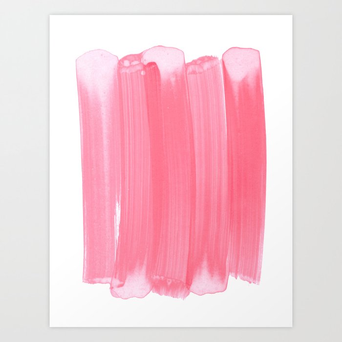 Coral Pink Minimalist Abstract Brushstrokes Art Print