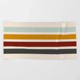 Abstract Minimal Retro Stripes 70s Style - Toshiie Beach Towel