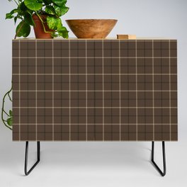 Brown And White Plaid Pattern Credenza
