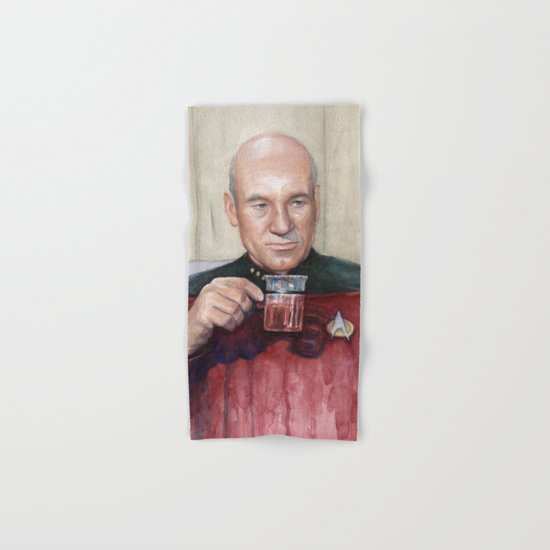 Tea. Earl Grey. Hot. Captain Picard Star Trek | Watercolor Hand & Bath Towel