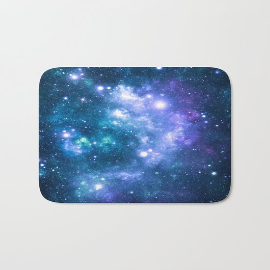 Violet Teal Galaxy Nebula Bath Mat