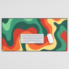 Fluid Swirl Waves Abstract Nature Art In Warm Natural African Color Palette Desk Mat
