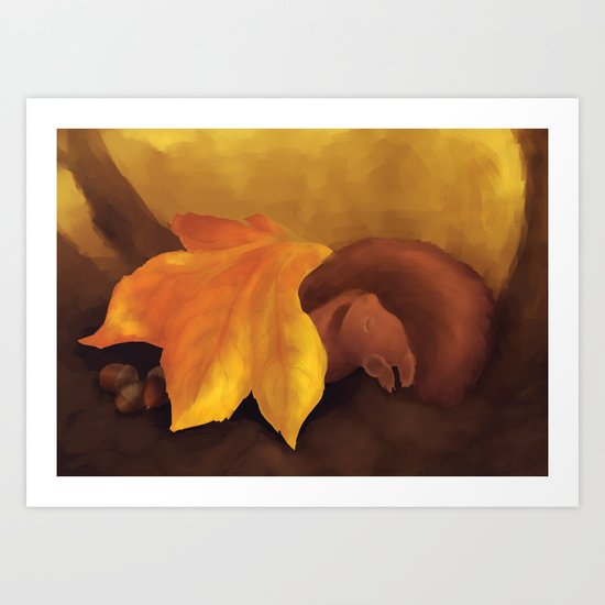 Sleeping Squirrel Art Print